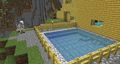 Cheese house entrance with a small pool.
